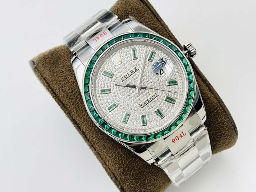 Super clone Rolex Logbook Green Diamonds watch!