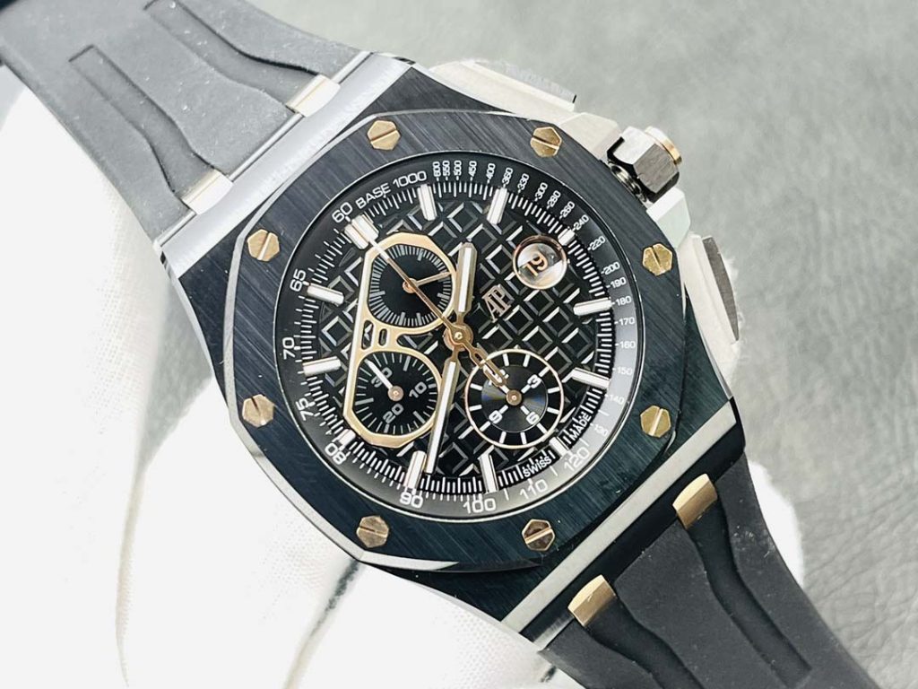 העתק Audemars Piguet 26411PO מעטפת פלדה טבעת קרמיקה שחורה